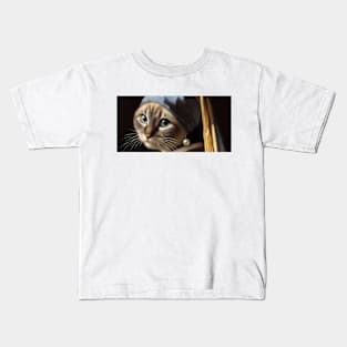 Siamese cat with a pearl earring Kids T-Shirt